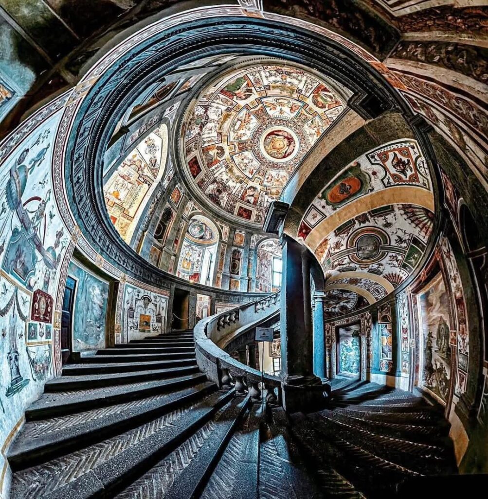 The Royal Staircase in Il Palazzo Farnese in Caprarola, Italy