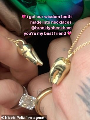 A couple of years into their marriage Nicola famously had the couple's wisdom teeth turned into his and hers gold necklaces