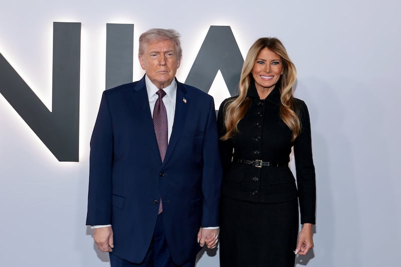 President Donald Trump and First Lady Melania Trump attend Amazon MGM's "Melania" World Premiere at The Trump Kennedy Center on January 29, 2026 in Washington, DC.