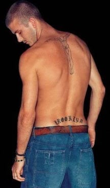 Remembering David Beckham's tramp stamp in honor of the birth of his frist born, Brooklyn