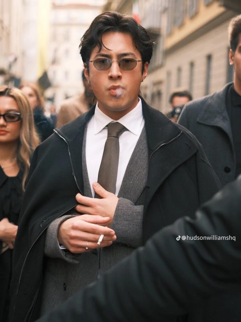 Hudson Williams at the Giorgio Armani show in Milan.
