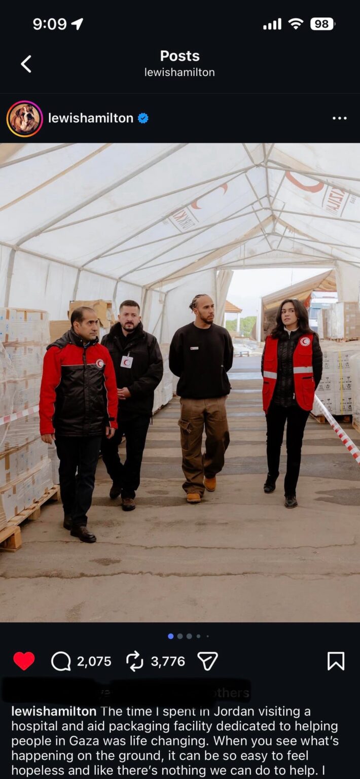 Lewis Hamilton shares his experience volunteering with the Palestinian Red Crescent & British Red Cross in Jordan