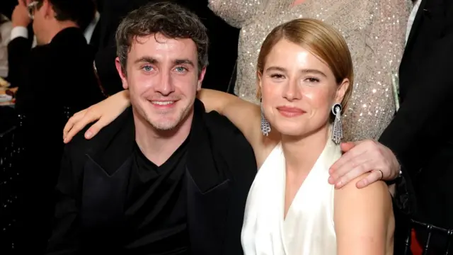 Paul Mescal and Jessie Buckley attend at the 31st Annual Critics Choice Awards in Santa Monica, California, earlier this month. Mescal is in a black jacket, while Buckley is wearing a white dress.