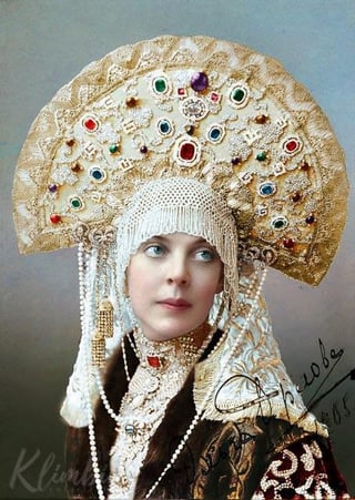 Colourised photos from a costume ball held in 1903 by Tsar Nicholas II of the Romanov dynasty
