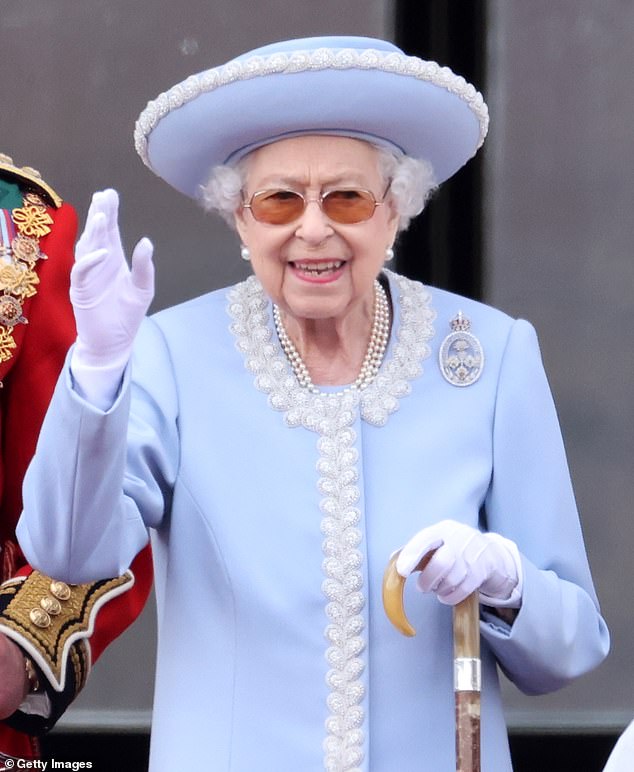 The mezzo-soprano performed hits from throughout her career at the concert with a symphony orchestra and special guest the Military Wives Choirs (Queen Elizabeth II pictured)