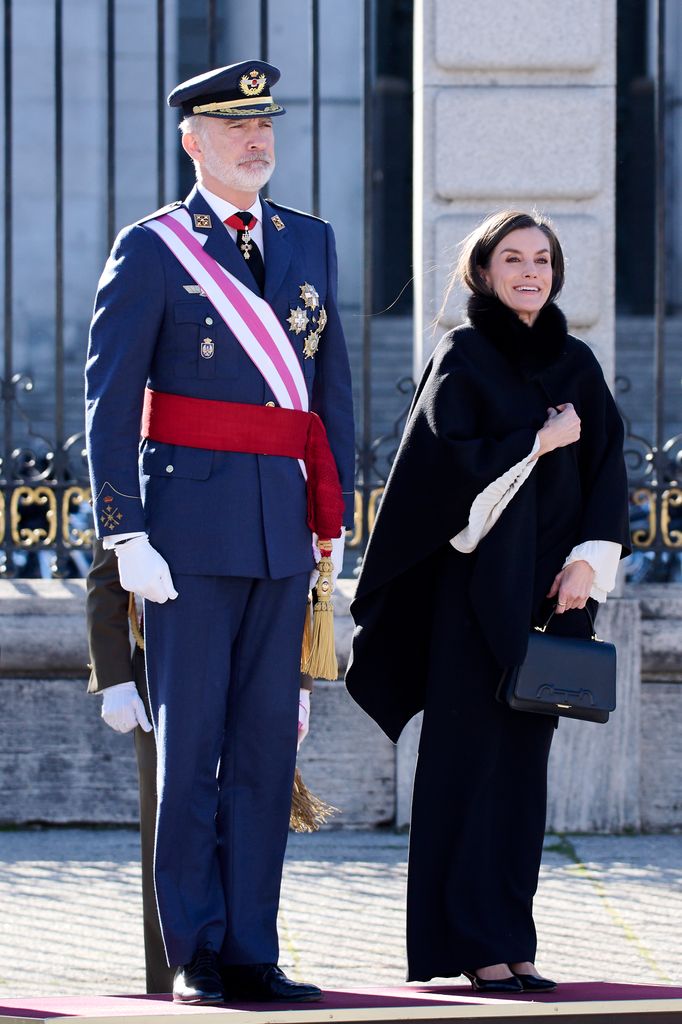 King Felipe and Queen Letizia at the Pascua Militar ceremony at the Royal Palace on January 06, 2026 in Madrid, Spain