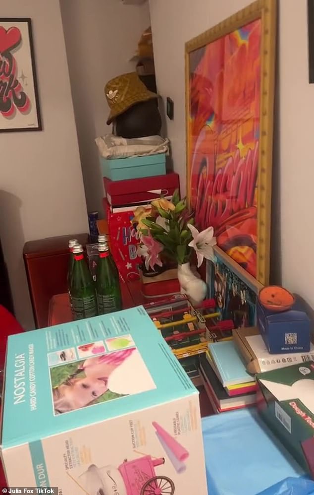 Fox was not embarrassed to show her cluttered kitchen, which was filled with shoeboxes