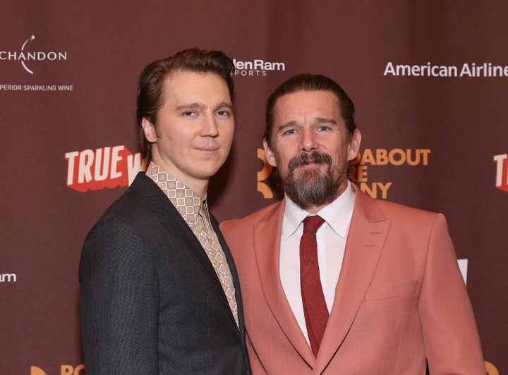 Dano and Ethan Hawke pose at the opening night after party for the Roundabout Theatre Company's production of Sam Shepard's "True West" on Broadway in 2019.