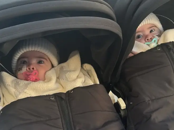 A series of snaps showed the sweet tots wrapped up warm on a winter walk with Jesy.