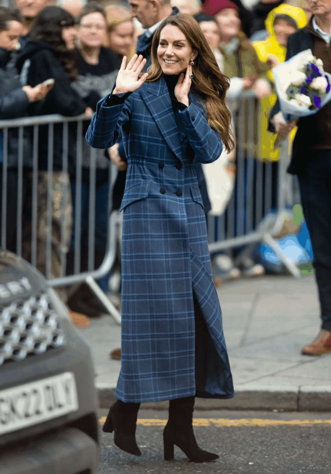Kate is entering her designer era! She reportedly designed the pattern on the blue tartan Chris Kerr coat she wore in Scotland last week Kate is entering her designer era! She reportedly designed the pattern on the blue tartan Chris Kerr coat she wore in Scotland last week