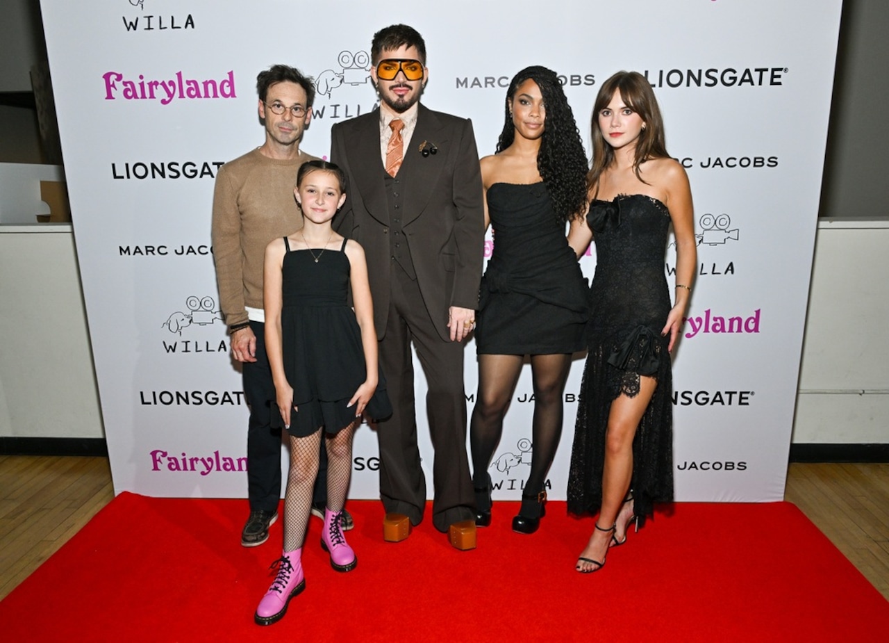 Scoot McNairy, left, Nessa Dougherty, Adam Lambert, Bella Murphy and Emilia Jones