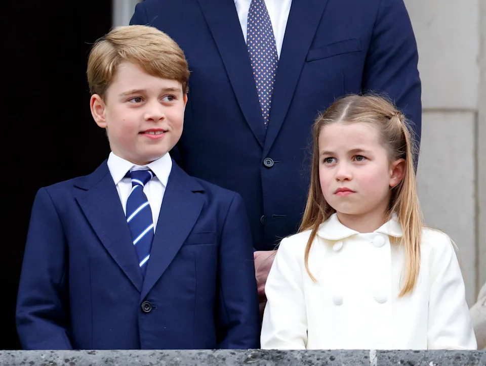 Getty Prince George and Princess Charlotte at the Platinum Jubilee on June 5, 2022