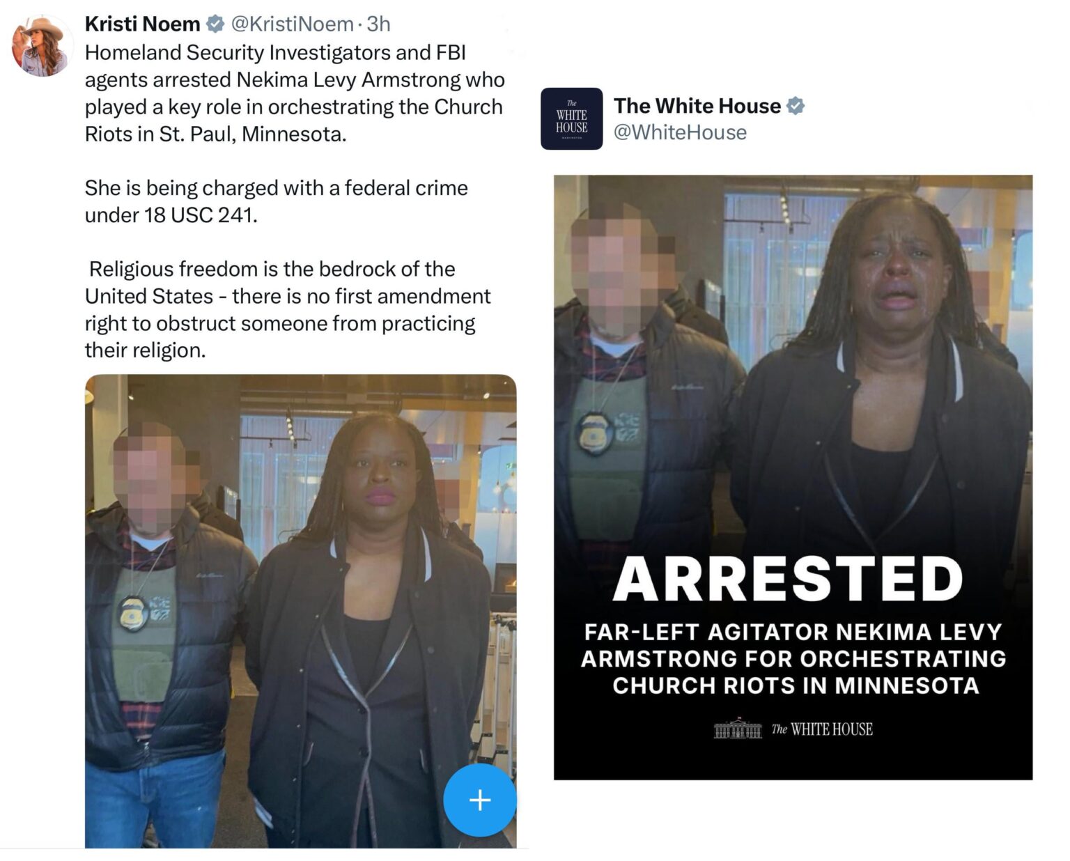The White House digitally altered the arrest photo of Nekima Levy Armstrong to make it appear like she was crying