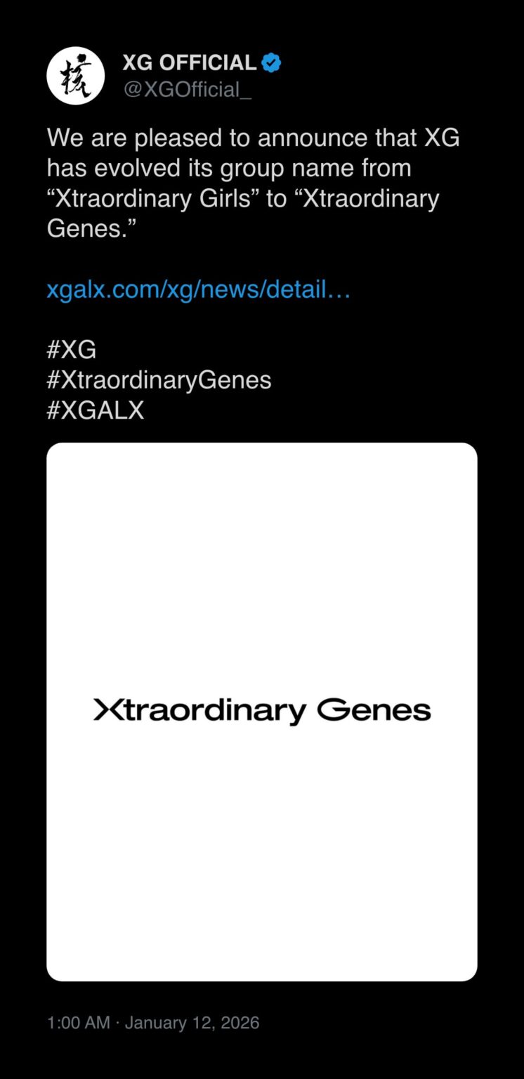 XG (Xtraordinary Gals) changes name to Xtraordinary Genes after member Cocona came out last month as AFAB transmasc nonbinary
