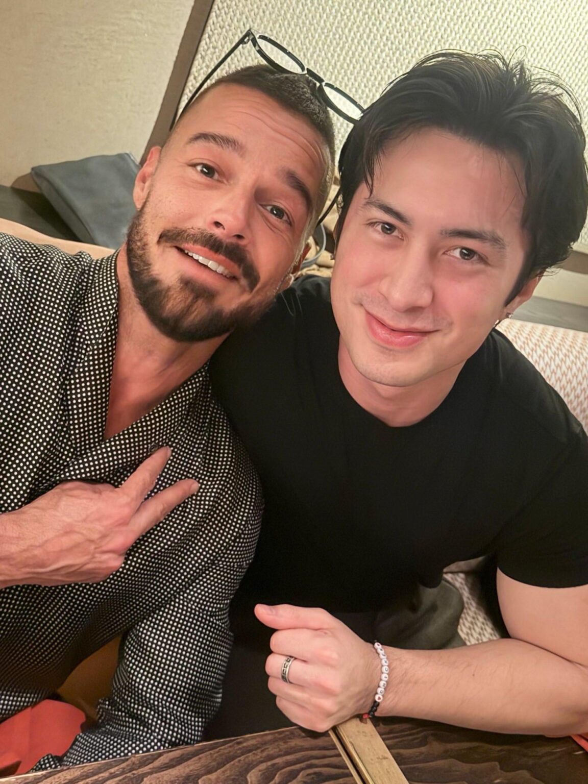 Hudson Williams and Ricky Martin out to dinner in Milan.