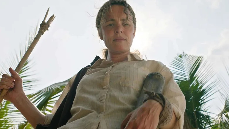 Linda Liddle, carrying a spear, in Send Help