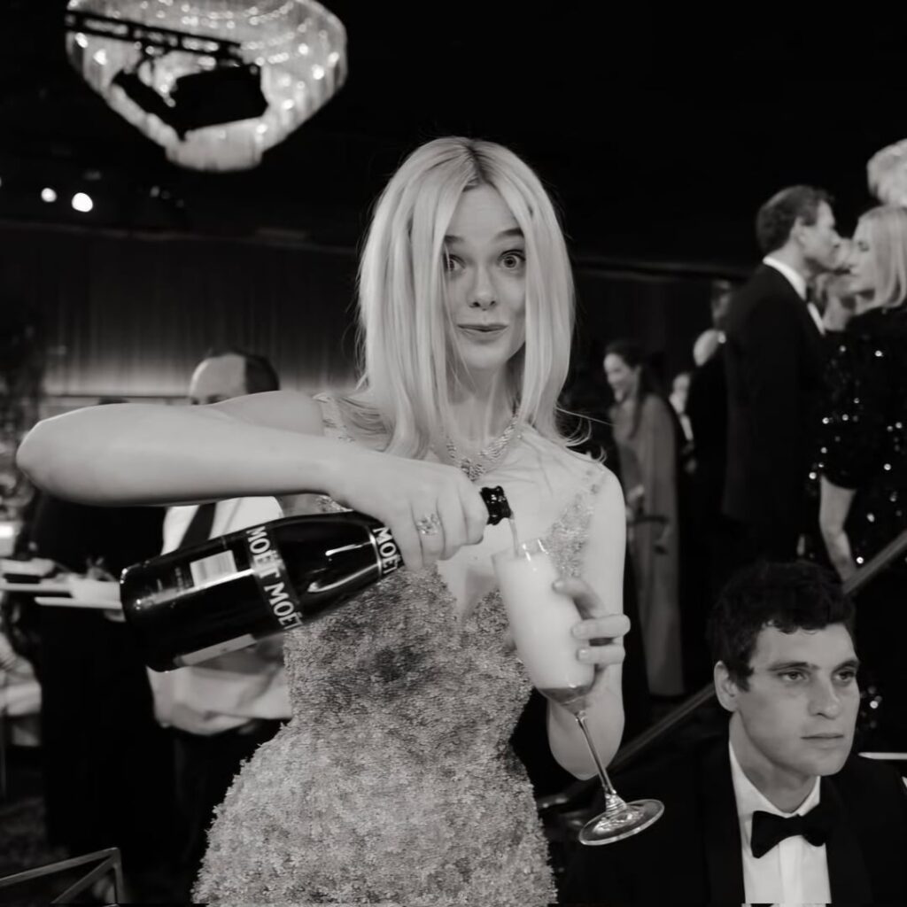 Elle Fanning photographed by Greg Williams at the 2026 Golden Globes