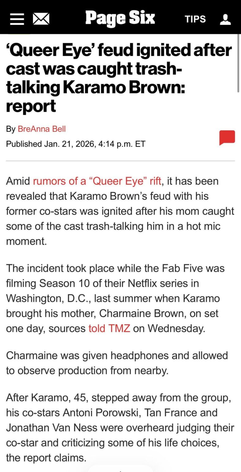 ‘Queer Eye’ feud ignited after cast was reportedly caught trash-talking Karamo Brown on hot mic