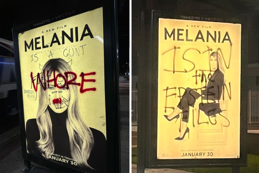 ‘Melania’ Posters Vandalized Around the Country Ahead of Melania Trump Documentary’s Opening Weekend