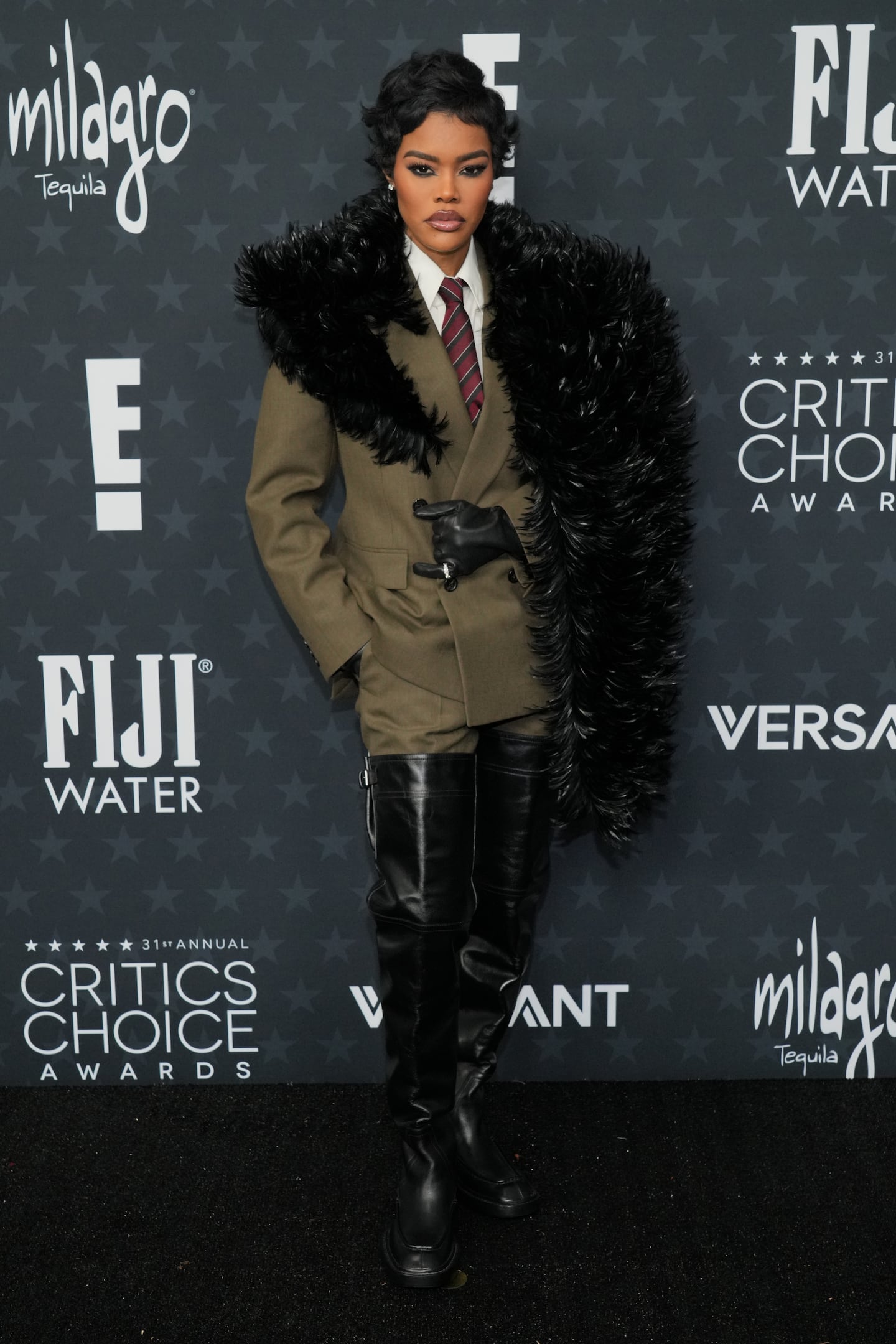 Teyana Taylor arrived at the 31st Annual Critics Choice Awards on Sunday at The Barker Hanger in Santa Monica, Calif.