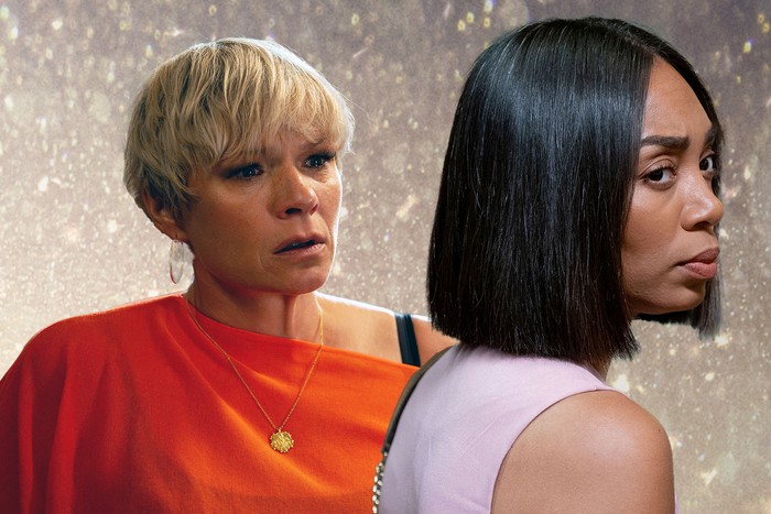 A composite image of Laura Doddington as Nicola Mitchell and Zaraah Abrahams as Chelsea Fox fort EastEnders.