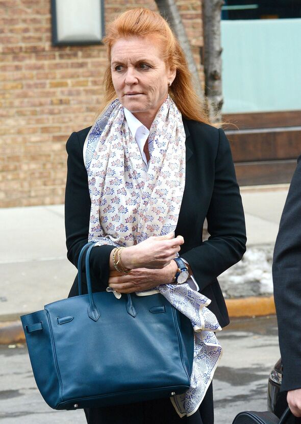 Sarah Ferguson with her 'Bleu' Birkin