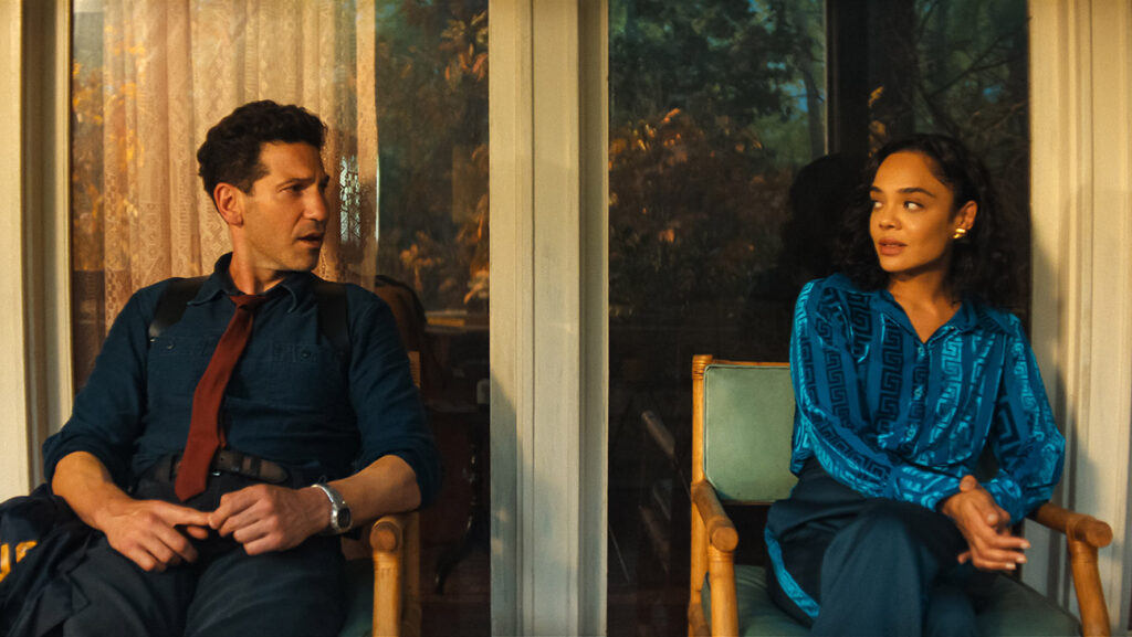 (L to R) Jon Bernthal as Detective Jack Harper and Tessa Thompson as Anna in Episode #101 of His & Hers.