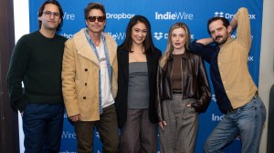 Alex Heller, Rob Lowe, Giselle Bonilla, Gillian Jacobs, and Will Brill at the IndieWire Studio Presented by Dropbox at Sundance on January 24, 2026 in Park City, Utah.