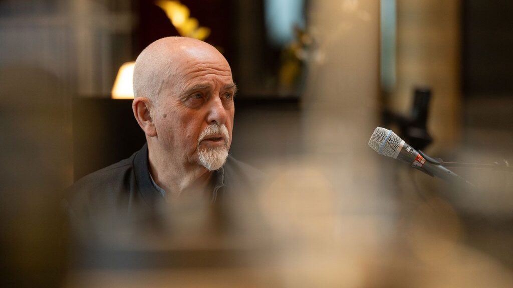 “I have been thinking about the future and how we might respond to it.” Peter Gabriel announces surprise new album and single Peter Gabriel at Real World Studios