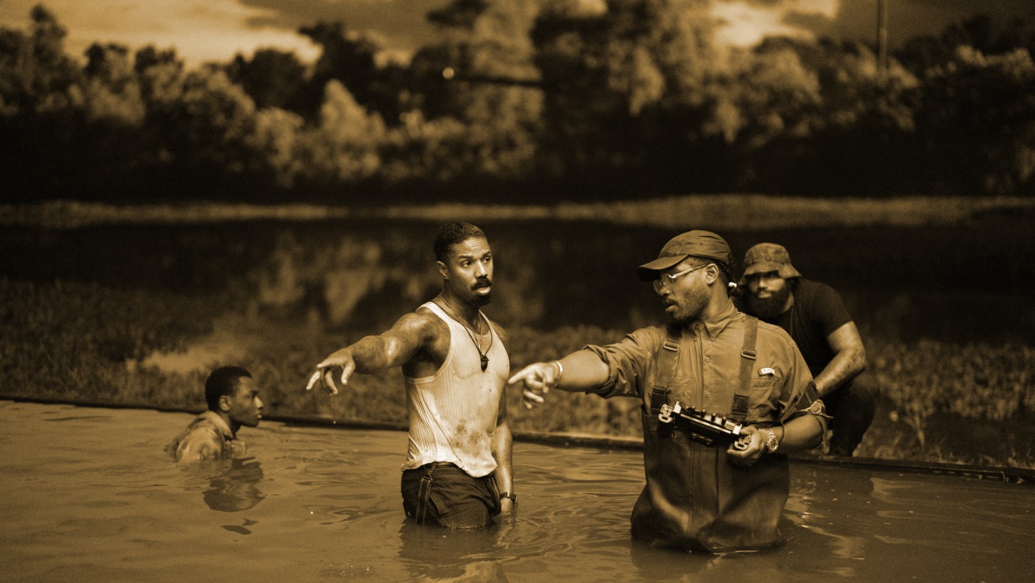 Michael B. Jordan and Ryan Coogler on the set of 'Sinners.'