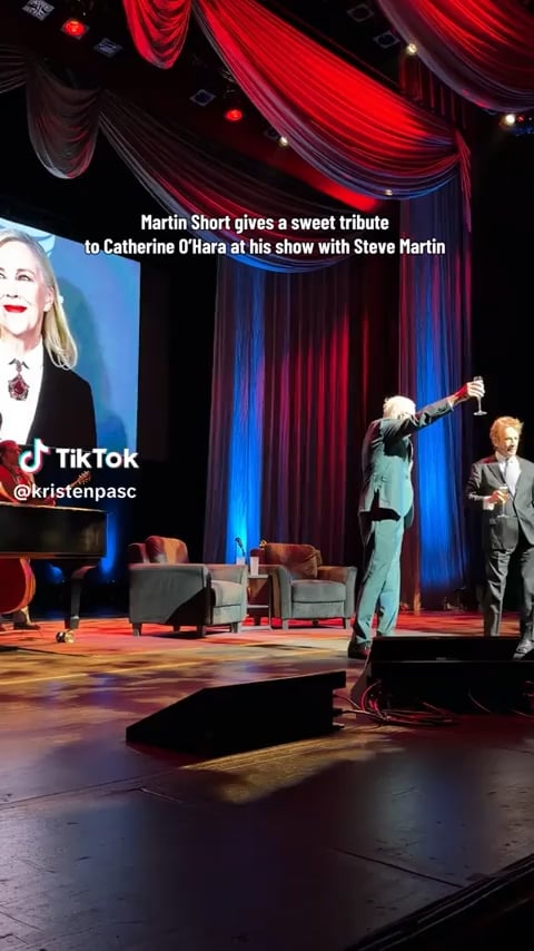 Martin Short and Steve Martin clink their glasses in honour of and pay tribute to the late Catherine O'Hara.
