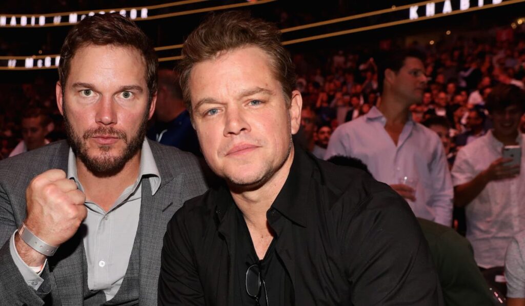 Matt Damon recounts awkward encounter with former UFC champion Matt Damon (right) attends a UFC event with fellow actor Chris Pratt.