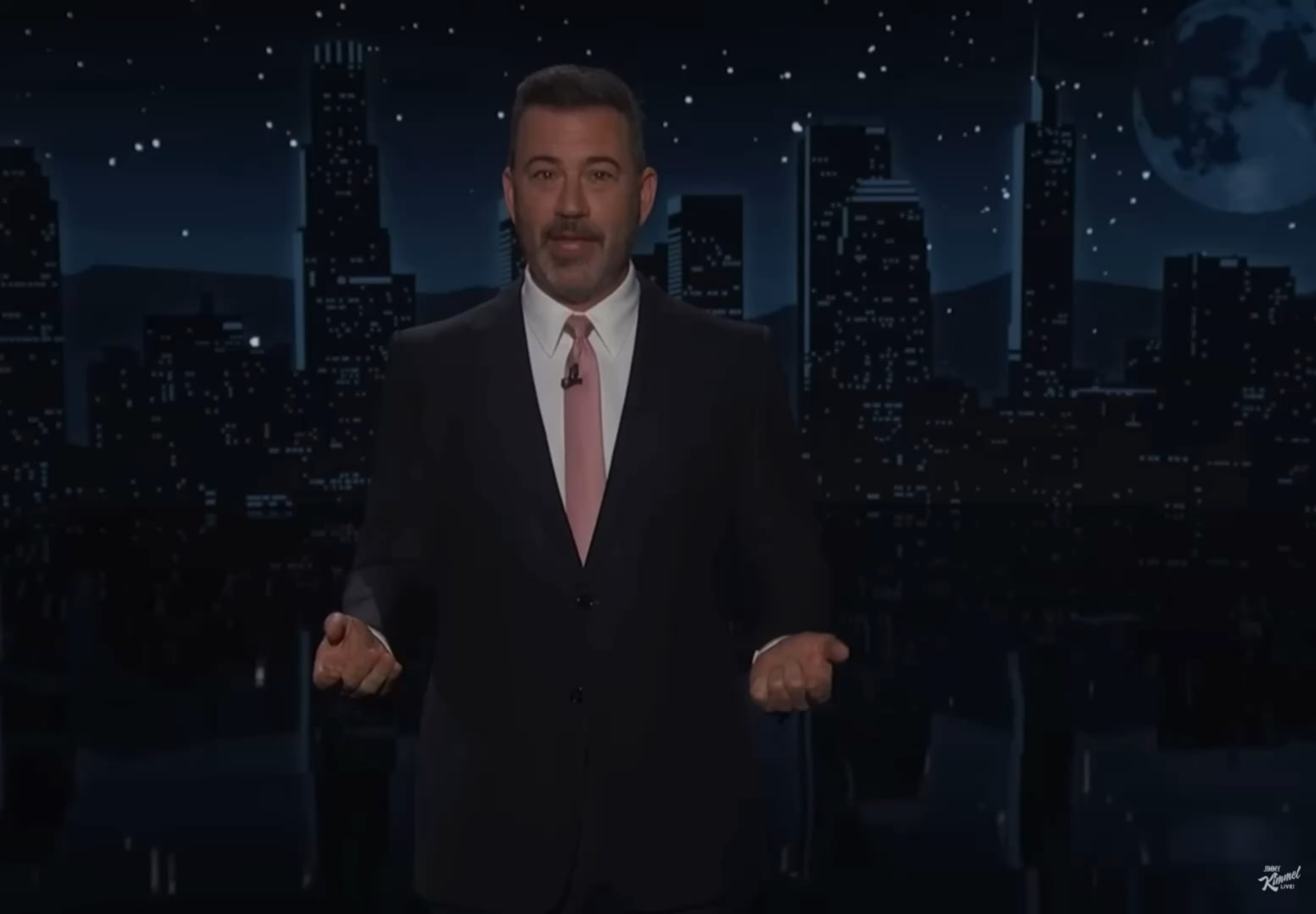 Jimmy Kimmel explains why all comedy shows are politics now and reveals that they're once again getting threatened by the FCC, says "I might need your help again".