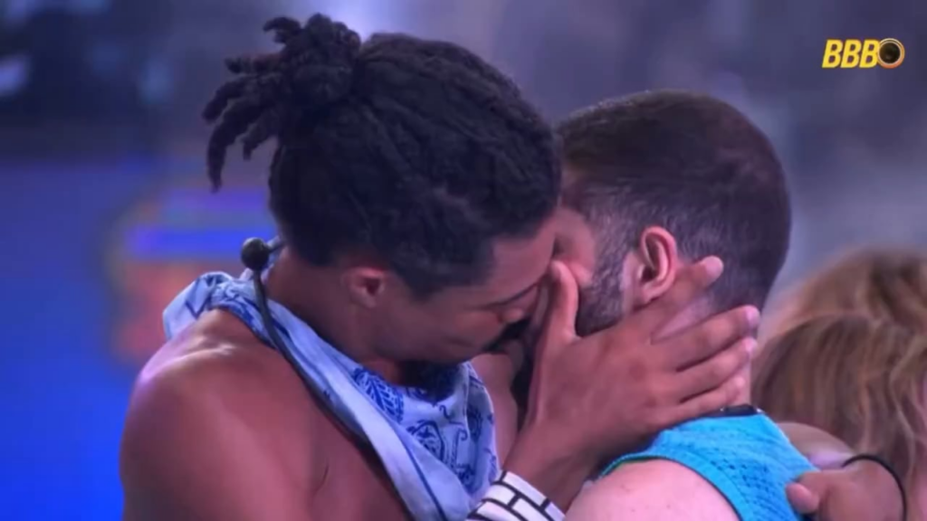 For the first time in Big Brother Brazil's History (26 years), the first kiss of the season is between two gay men, Breno and Marcelo.