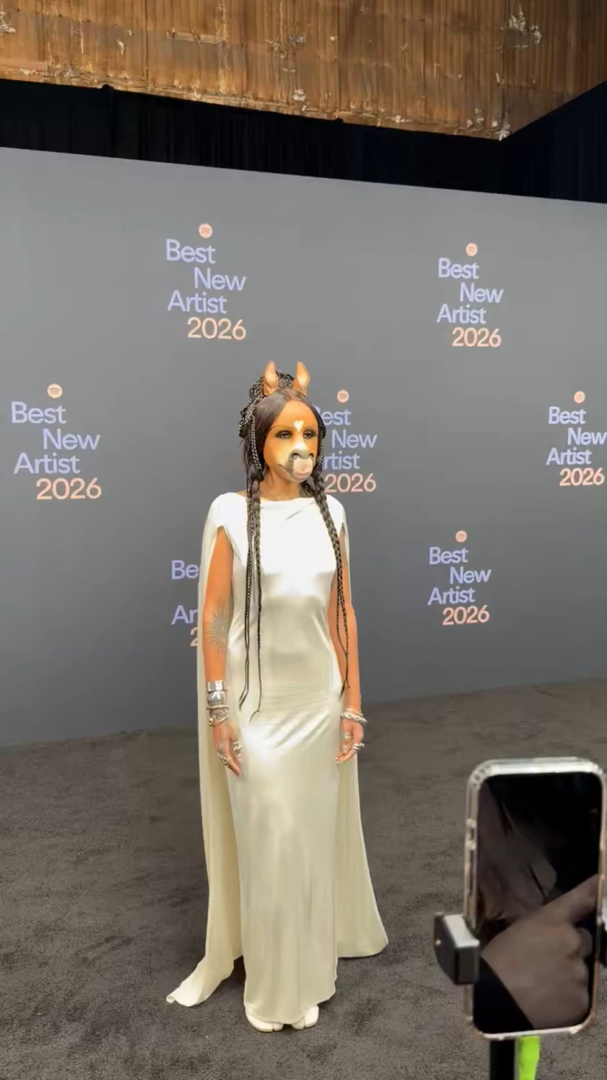 HorsegiirL serves at Spotify’s 2026 Best New Artist party in Los Angeles.