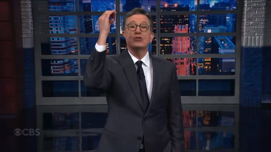 Stephen Colbert: Today’s maniacal criminality distracts us from yesterday’s maniac crimes. Which reminds me, where are the Epstein Files? Nothing yet? Really? It’s the law! You signed it! Just checking!