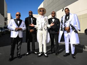 In this image released on December 31, 2025, Spliff Star, Wyclef Jean, DJ Cassidy, T.I., Busta Rhymes arrives at "Dick Clark's New Year's Rockin' Eve with Ryan Seacrest" 2026.