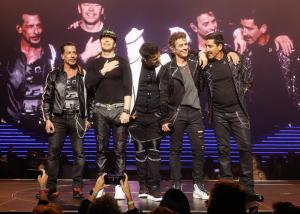 In this image released on December 31, 2025, Danny Wood, Donnie Wahlberg, Jordan Knight, Joey McIntyre, Jonathan Knight of New Kids on the Block perform onstage at “Dick Clark's New Year's Rockin' Eve with Ryan Seacrest” 2026.