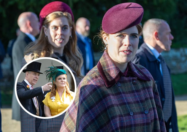 Princess Beatrice and Princess Eugenie with Sarah Ferguson and ex Prince Andrew