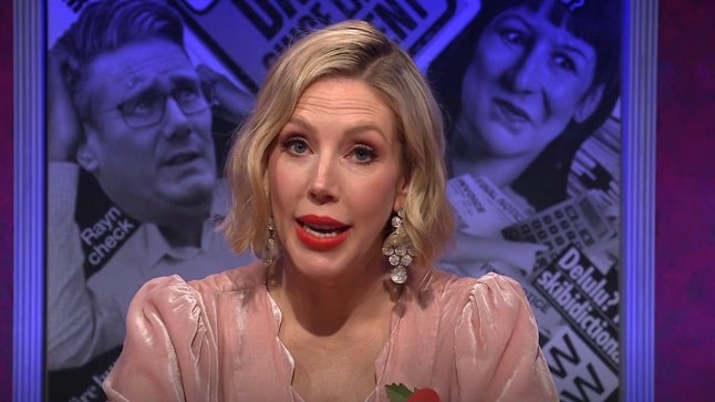 Monday, 7am - Katherine Ryan ?bracing herself? after roasting celebrities in her new comedy special Katherine Ryan on 'Have I got news for you' Picture: BBC Two METROGRAB