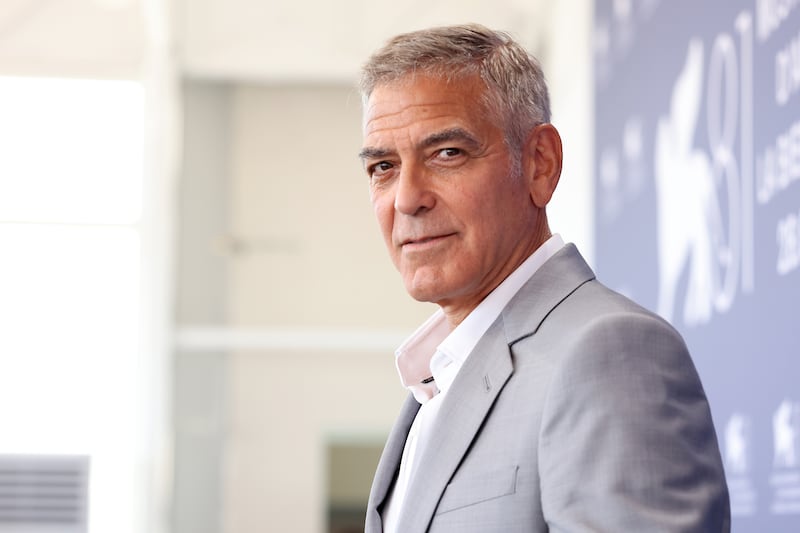 VENICE, ITALY - SEPTEMBER 01: George Clooney attends the "Wolfs" photocall during the 81st Venice International Film Festival at Palazzo del Casino on September 01, 2024 in Venice, Italy. (Photo by Franco Origlia/Getty Images)
