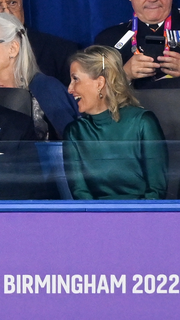 Sophie, Duchess of Edinburgh smiles as she attends the 2022 Commonwealth Games opening ceremony