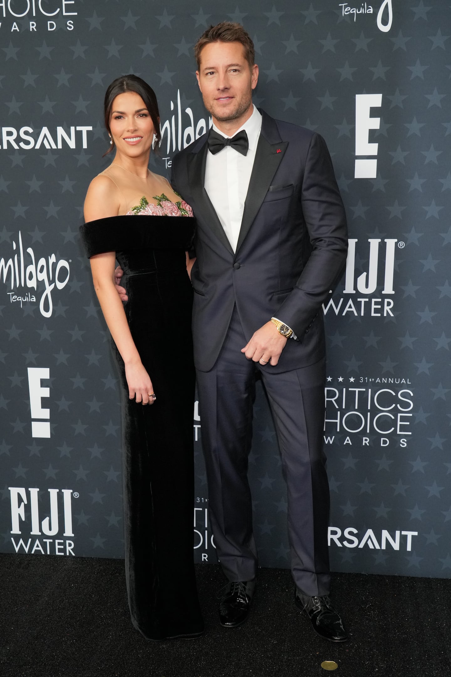Sofia Pernas, left, and Justin Hartley arrived at the 31st Annual Critics Choice Awards on Sunday at The Barker Hanger in Santa Monica, Calif.
