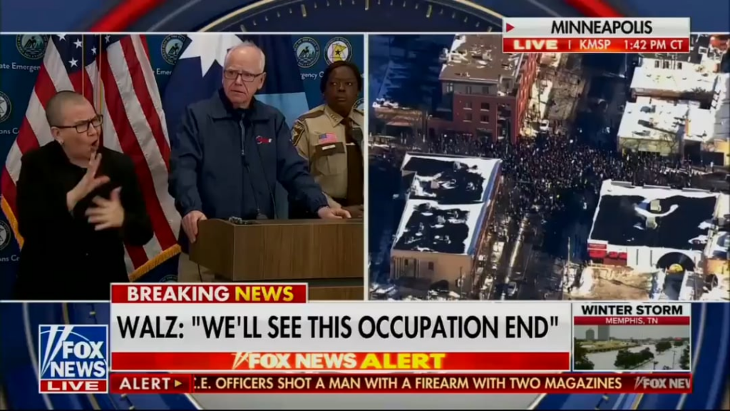 Tim Walz: "I'll continue to ask you for peace and I know the answer is, 'You ask us for peace and we give it, and we shot in the face on the streets coming out of a donut shop.' We cannot give them what they want ... thank God we have video ... this needs to be the event that says, 'enough'"