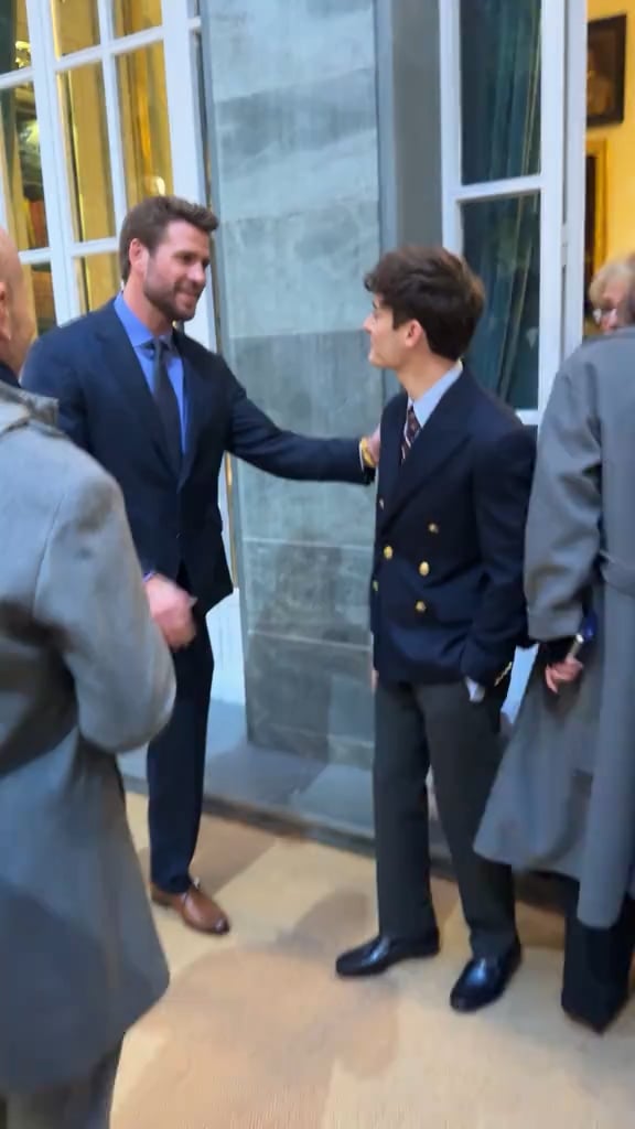 Noah Schnapp and Liam Hemsworth meet at Ralph Lauren Men’s fashion show in Milan