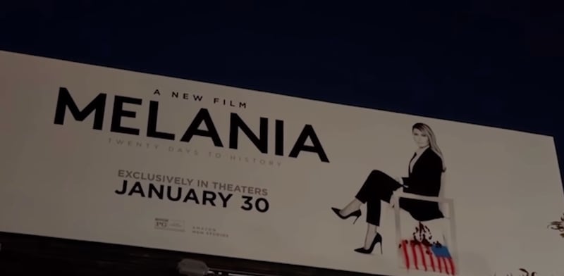 A rebel artist collective defaced a billboard promoting 'Melania' in L.A.
