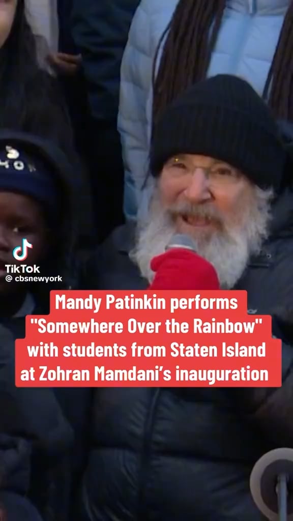 Mandy Patinkin performed "Somewhere Over the Rainbow" with students from Staten Island's P.S. 22 at Zohran Mamdani's inauguration