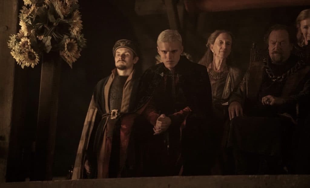 Aerion Targaryen (Finn Bennett) looking angry in A Knight of the Seven Kingdoms