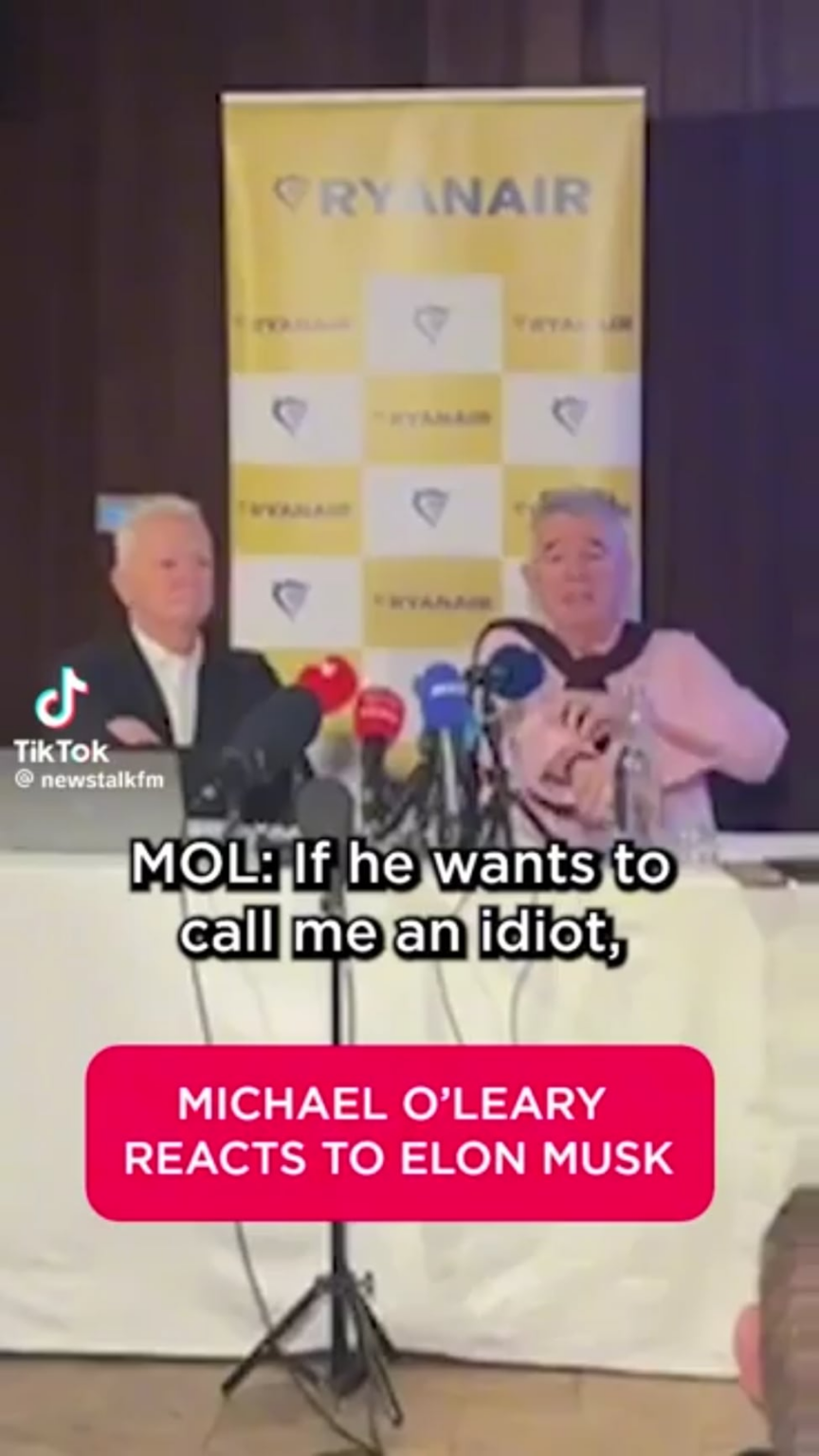 Michael O'Leary, CEO of Ryanair responds to Elon Musk's Tantrum