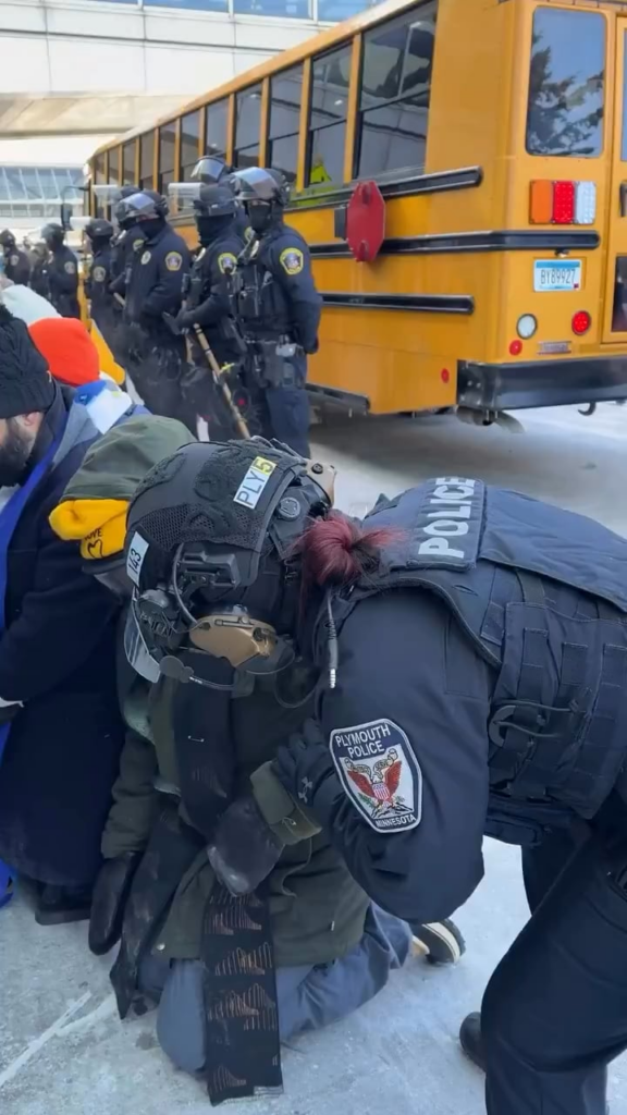 Over 100 priests have been arrested in Minneapolis for protesting ICE. They gathered to demand that airlines stop contracting deportation flights with DHS.